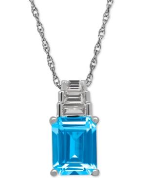 Blue Topaz (2-9/10 Ct. T.w.) And White Topaz (1/4 Ct. T.w.) Pendant Necklace In Sterling Silver