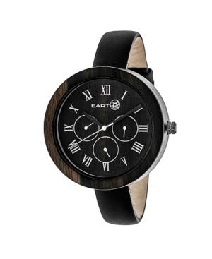Earth Wood Brush Leather-band Watch W/day/date Brown 40mm