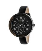 Earth Wood Brush Leather-band Watch W/day/date Brown 40mm