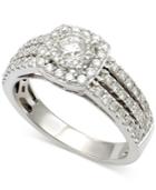 Diamond Multi-row Square Halo Engagement Ring (1 Ct. T.w.) In 14k White Gold
