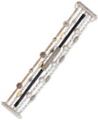Lucky Brand Two-tone Crystal, Imitation Pearl & Leather Multi-row Flex Bracelet