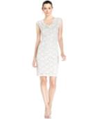 Connected Sequin-lace Cowl-neck Sheath