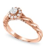 Diamond Halo Enagagement Ring (1/2 Ct. T.w.) In 14k Rose Gold