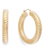 Signature Gold Ribbed Hoop Earrings In 14k Gold