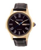 Heritor Automatic Prescott Gold & Black Leather Watches 43mm