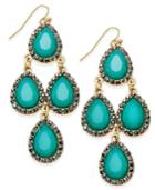 Inc International Concepts Gold-tone Green Stone Chandelier Earrings, Only At Macy's