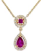 Ruby (5/8 Ct. T.w.) And Diamond (1/5 Ct. T.w.) Pendant Necklace In 14k Gold