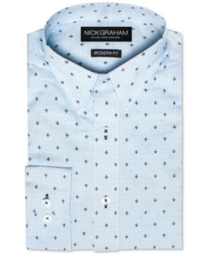 Nick Graham Men's Modern Fitted Fleur-de-lis Dress Shirt