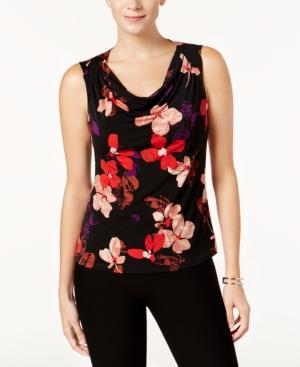 Nine West Printed Cowl-neck Shell