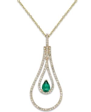 Emerald (3/8 Ct. T.w.) And Diamond (3/8 Ct. T.w.) Pendant Necklace In 14k Gold