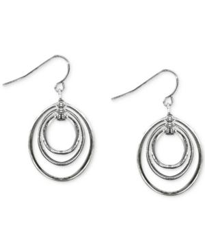 Charter Club Silver-tone Triple-oval Drop Earrings, Created For Macy's
