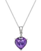 Amethyst (3-1/10 Ct. T.w.) And Diamond Accent Heart Pendant Necklace In 14k White Gold
