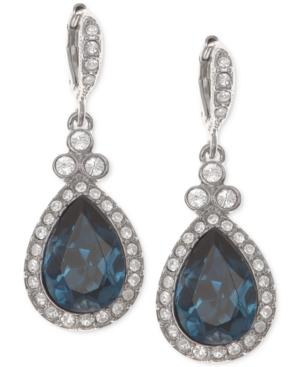 Givenchy Silver-tone Dark Blue Crystal And Pave Teardrop Drop Earrings