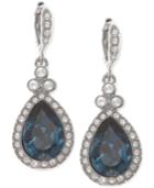 Givenchy Silver-tone Dark Blue Crystal And Pave Teardrop Drop Earrings