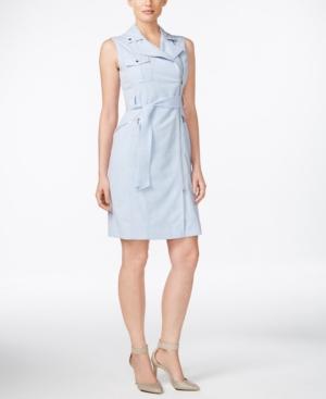 Calvin Klein Belted Asymmetrical-zip Sheath Dress