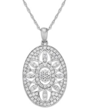 Wrapped In Love Diamond Antique Pendant Necklace In 14k White Gold (1 Ct. T.w.)