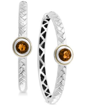 Final Call By Effy Citrine Hoop Earrings (1-9/10 Ct. T.w.) In Sterling Silver & 18k Gold
