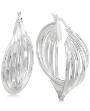 Multi-row Twisted Hoop Earrings In Sterling Silver