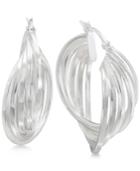Multi-row Twisted Hoop Earrings In Sterling Silver
