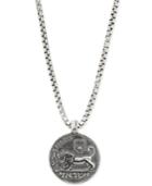 Degs & Sal Men's Lion Coin 24 Pendant Necklace In Sterling Silver