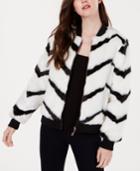 Say What? Juniors' Chevron-printed Faux-fur Bomber Jacket