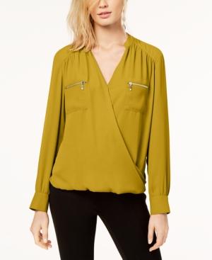Inc International Concepts Zipper-pocket Surplice Blouse, Created For Macy's