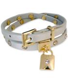 Guess Gold-tone Crystal & Lock Charm Double Wrap Buckle Bracelet