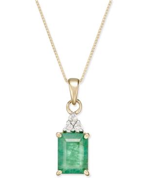 Emerald (1-3/4 Ct. T.w.) And Diamond Accent Pendant Necklace In 14k Gold