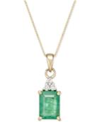 Emerald (1-3/4 Ct. T.w.) And Diamond Accent Pendant Necklace In 14k Gold