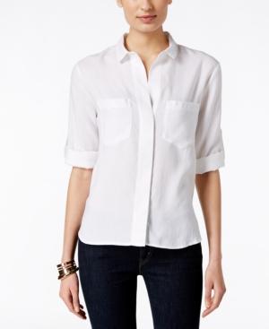 Olive + Sloane Split-back White Button-up Shirt, Only At Macy's