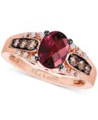 Le Vian Raspberry Rhodolite (1-1/3 Ct. T.w.), Chocolate Diamond (1/5 Ct. T.w.) And Vanilla Diamond Accent Ring In 14k Rose Gold