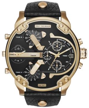 Diesel Men's Chronograph Mr. Daddy 2.0 Black Leather Strap Watch 57x66mm Dz7371
