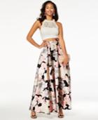 Speechless Juniors' Embellished Lace Printed 2-pc. Gown