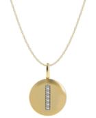 14k Gold Necklace, Diamond Accent Letter I Disk Pendant