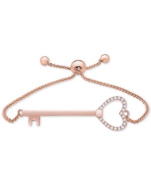 Wrapped Diamond Key Bolo Bracelet (1/10 Ct. T.w.) In 14k Rose Gold, Created For Macy's