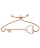 Wrapped Diamond Key Bolo Bracelet (1/10 Ct. T.w.) In 14k Rose Gold, Created For Macy's