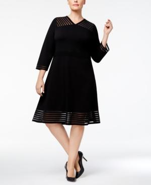 Calvin Klein Plus Size Illusion-stripe Sweater Dress