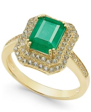 Emerald (1-1/2 Ct. T.w.) And White Sapphire (1 Ct. T.w.) Rectangular Statement Ring 14k Gold