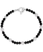 Majorica Silver-tone Black Bead And Imitation Pearl Toggle Bracelet