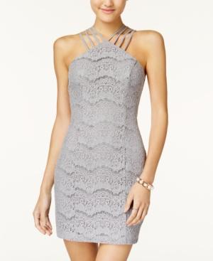 Speechless Juniors' Glitter Lace Bodycon Dress