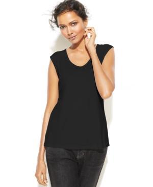 Eileen Fisher Cap-sleeve Scoop-neck Top