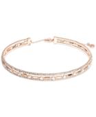 Anne Klein Rose Gold-tone Three Row Crystal Choker Necklace
