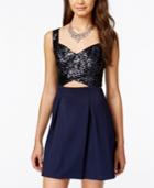 B Darlin Juniors' Sequined Fit-and-flare Scuba Dress