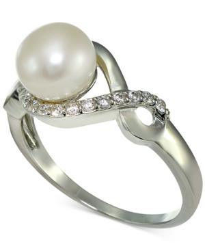 Giani Bernini Freshwater Pearl (7mm) & Cubic Zirconia Infinity Ring In Sterling Silver, Only At Macy's