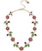 Betsey Johnson Gold-tone Multi-crystal Floral Collar Necklace