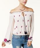 American Rag Juniors' Embroidered Off-the-shoulder Peasant Top, Created For Macy's