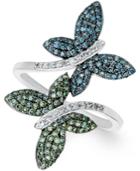Wrapped In Love Multicolor Diamond Butterfly Ring In 14k White Gold (3/4 Ct. T.w.)
