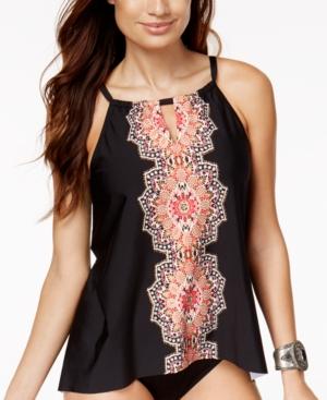 Miraclesuit Mandala Medallion-print High-neck Keyhole Tankini Top Women's Swimsuit