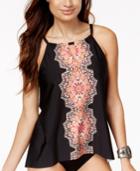 Miraclesuit Mandala Medallion-print High-neck Keyhole Tankini Top Women's Swimsuit