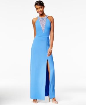 Speechless Juniors' Embellished Halter Gown